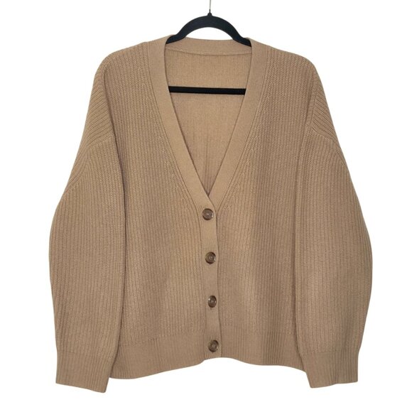 Jenni Kayne Cropped Cocoon Wool Cashmere Cardigan Sweater Camel Brown Size M - Picture 3 of 9